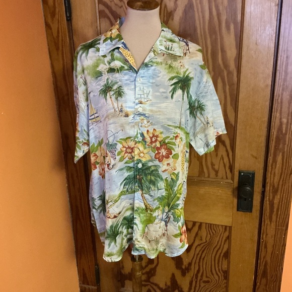 Vtg 90s Liz Claiborne sheer Hawaiian shirt - Picture 4 of 8